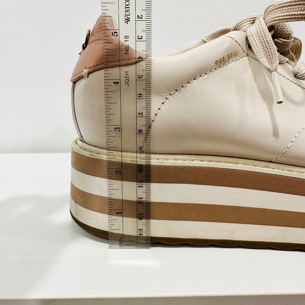 Coach Platform Sneaker Womens 9B G4012 Cream Leather Striped Flatform Shoe - Picture 9 of 16